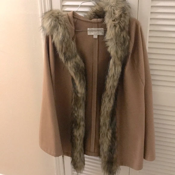 ✨Fabulous furs faux fur trimmed poncho✨ - Picture 4 of 15